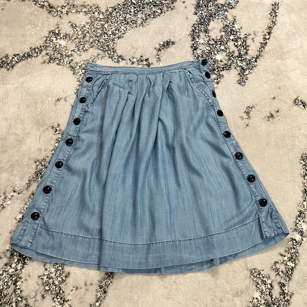 Plenty by Tracy Reese Chambray Button Front A-Line Midi Skirt Womens Size 12